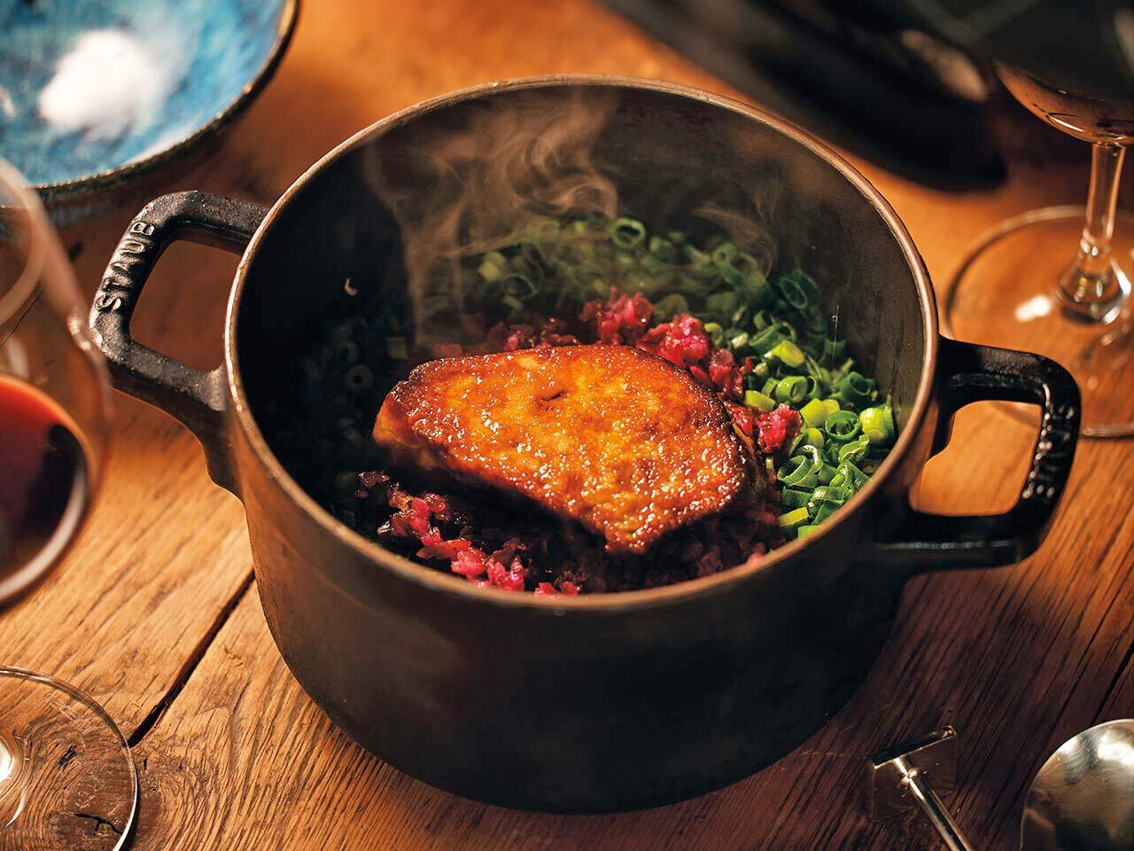乃木坂『HOUSE』の「照り焼きフォアグラのピラフ シバ漬け&青ネギ」