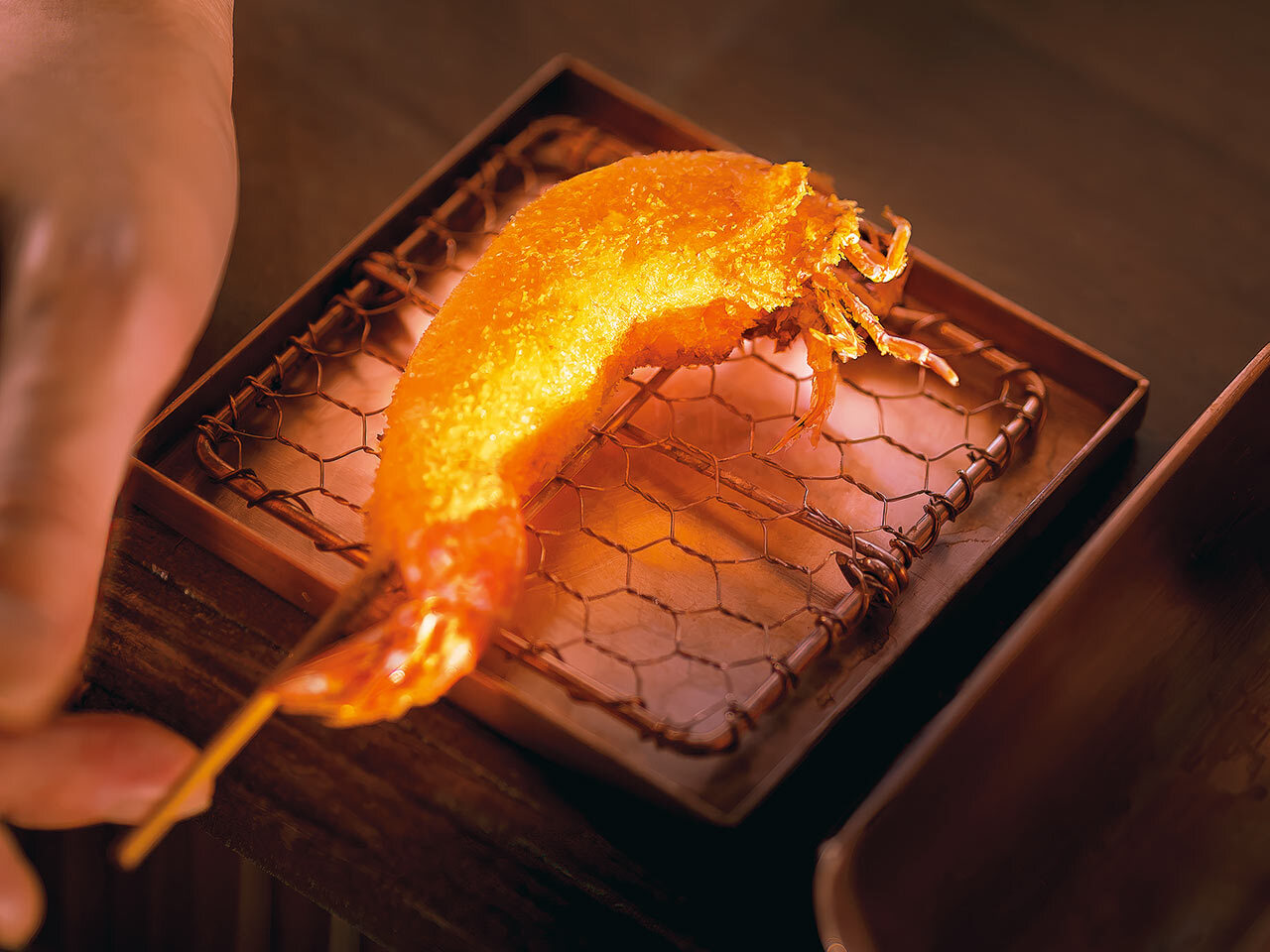 麻布十番『串かつ じゅーぼん』の「活車海老」