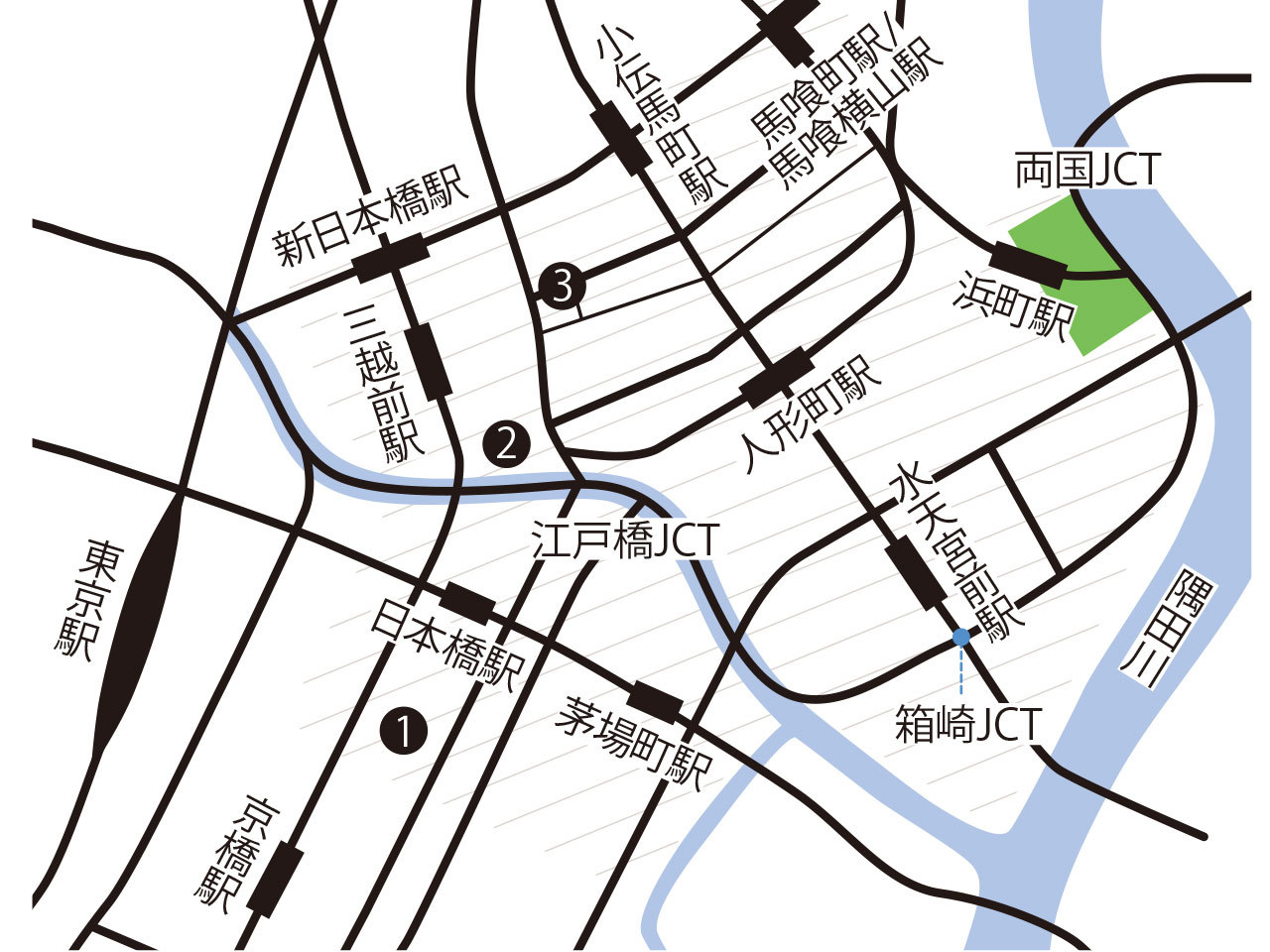 日本橋のエリアマップ