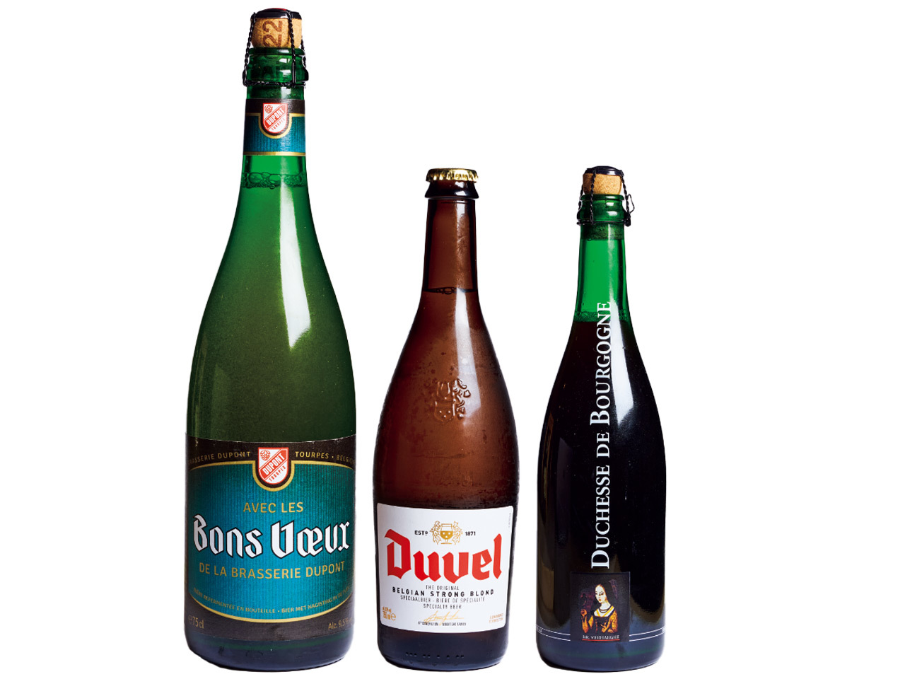 虎ノ門ヒルズ『虎ノ門 焼鳥 國よし』で提供しているベルギービールの「ボンヴー」、「デュベル」、「ドゥシャス デ ブルゴーニュ」