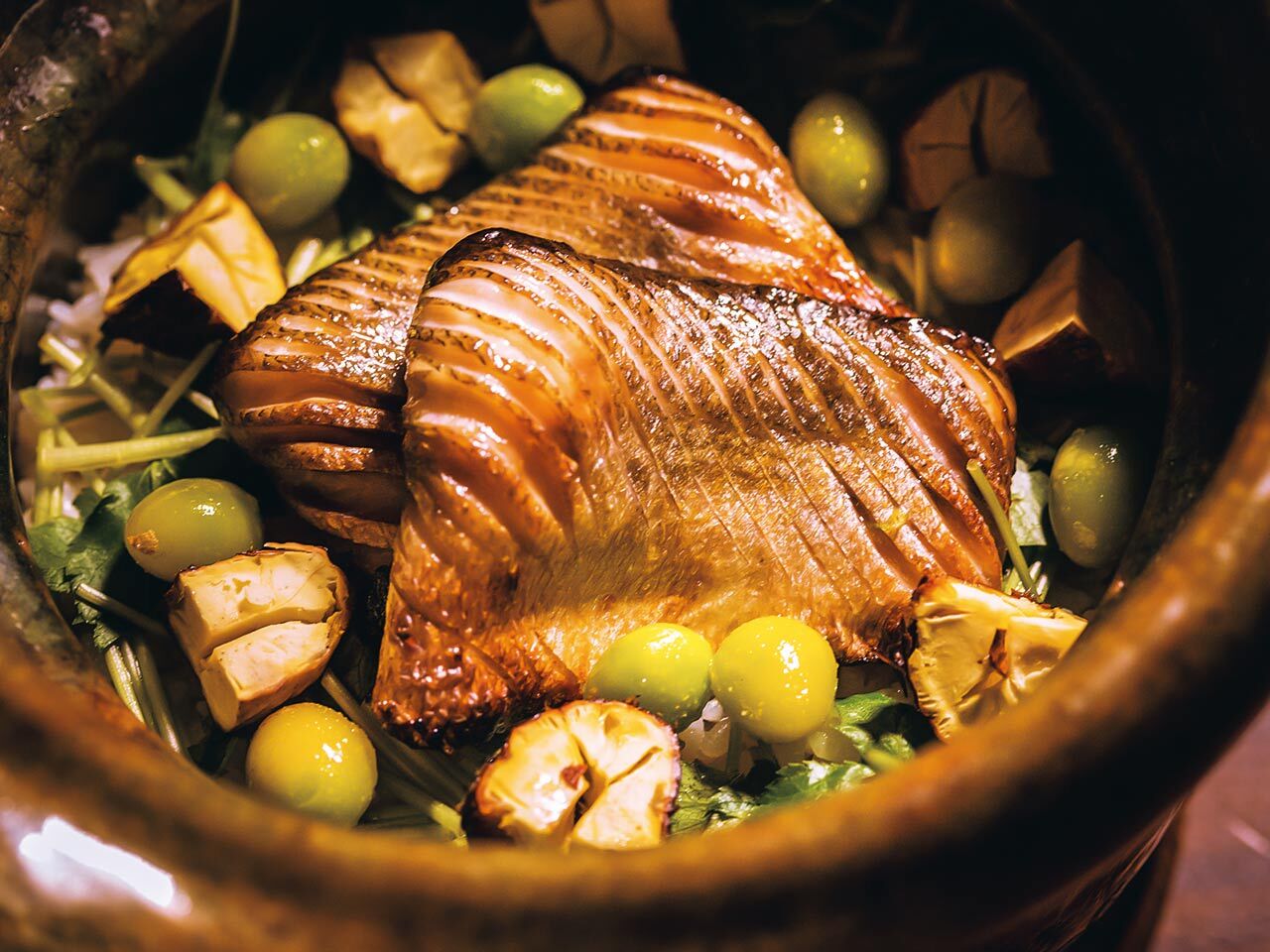 新橋『せろ』の「かますと新銀杏と栗の土鍋ごはん」